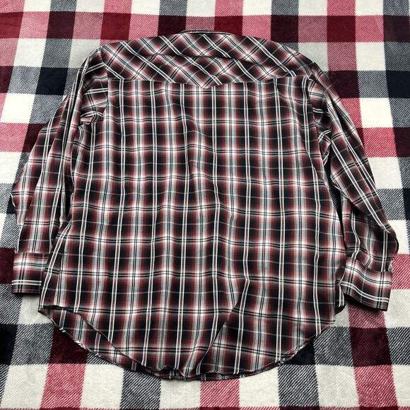Ely Cattleman Pearl Snap Shirt Long Sleeve 2XL Mens Black Plaid Western Button - Picture 8 of 9